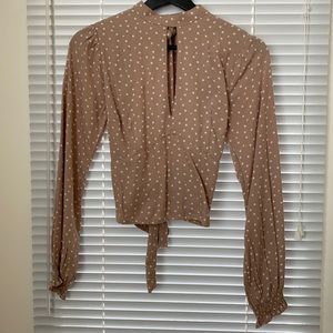 Abercrombie & Fitch XS Long Sleeve Open Back Polka Dot Top